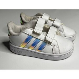 Adidas Grand Court 2.0 CF I Toddler Size 5K White Iridescent Sneakers GY2328